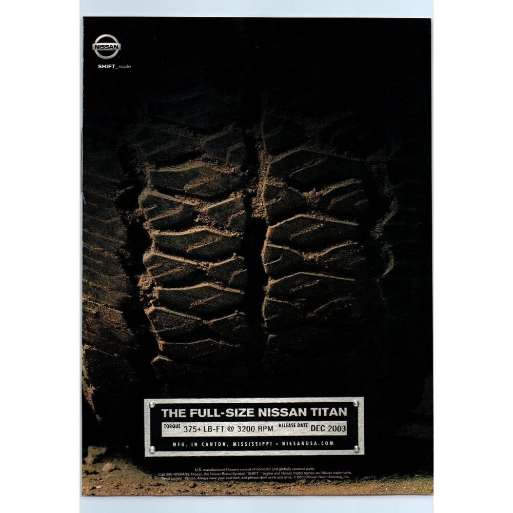 2004 Nissan Titan Pickup Truck Vintage Print Ad All Terrain Tire Tread Wall Art